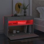 vidaXL Table de chevet avec lumières LED gris béton 60x35x40 cm