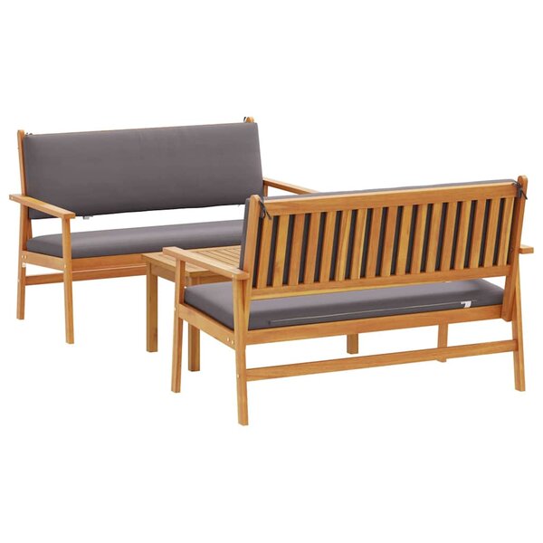 vidaXL Ensemble de canapé de jardin 3 Pièces Marron 75 x 45 x 38cm