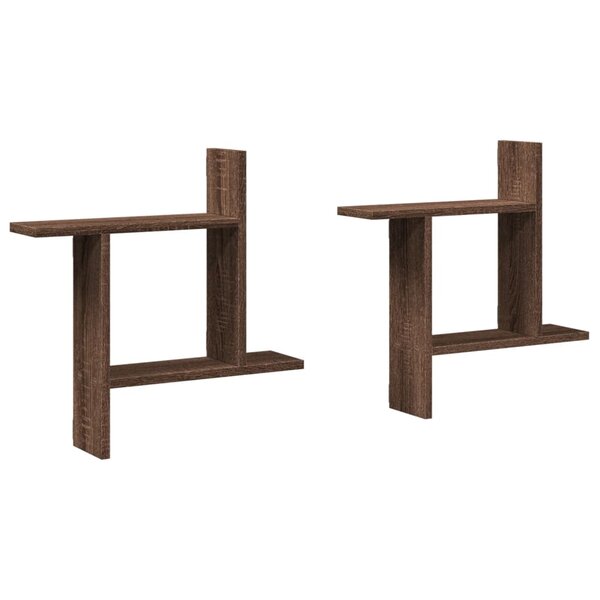 vidaXL Étagères murales 2Pièces chêne marron 50x12x50cm bois d'ingénierie