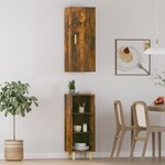 Vidaxl buffet haut chêne fumé 34 5x34x180 cm bois d'ingénierie