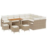 Canapé de jardin vidaXL 13 pièces avec coussins beige en poly rotin