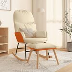 vidaXL Chaise à bascule avec tabouret Blanc crème Tissu