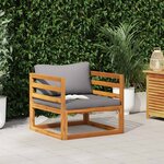 vidaXL Chaise de jardin avec coussins gris foncé Bois d'acacia massif