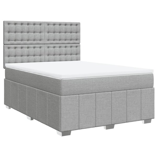 vidaXL Sommier à lattes de lit avec matelas Gris clair 160x200cm Tissu