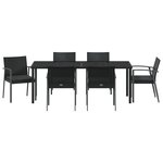 vidaXL Ensemble de salle à manger de jardin 7 pièces avec coussins en poly rotin noir