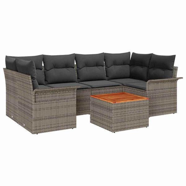 vidaXL Ensemble de canapé de jardin Manuel 7 Pièces Gris 55 x 55 x 37 cm