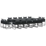 vidaXL Ensemble de salle à manger pour jardin 15 Pièces Noir Acier