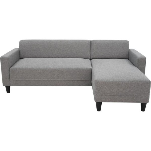Canapé d'angle fixe 4 places BOB - Tissu souris - Réversible - 197 x 117 x 65 cm