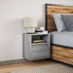 vidaXL Table de chevet murale avec lumières LED sonoma gris