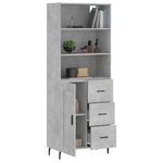 vidaXL Buffet haut Gris béton 69 5x34x180 cm Bois d'ingénierie