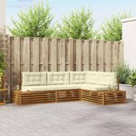 vidaXL 5 pc Ensemble de canapés d'extérieur Naturel et Crème