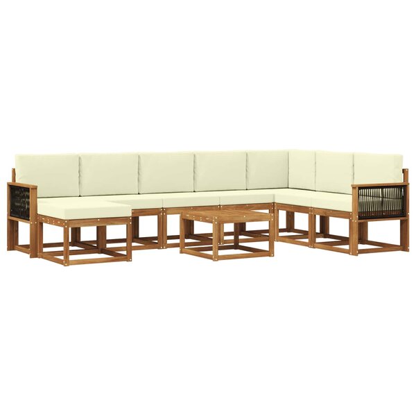 vidaXL Ensemble de canapés d'extérieur 9 pc Naturel et Crème
