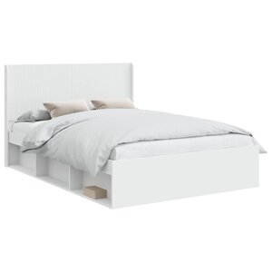 vidaXL Cadre de lit avec rangement et tête de lit Blanc 120 x 190 cm