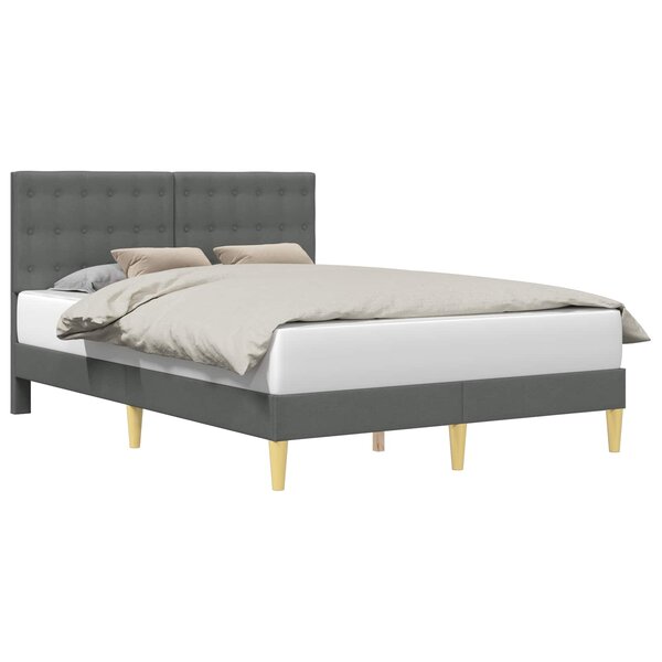vidaXL Cadre de lit avec tête de lit Gris foncé 140 x 200 cm Tissu
