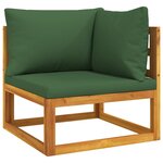 vidaXL Canapé d'angle sectionnel et coussins verts bois massif acacia