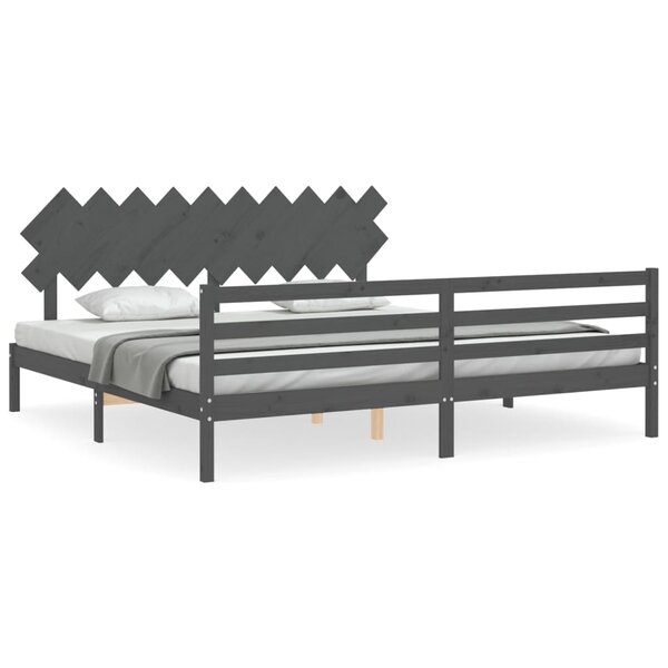 vidaXL Cadre de lit sans matelas gris 200x200 cm bois massif