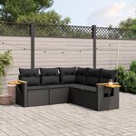 vidaXL Salon de jardin 5 Pièces avec coussins noir résine tressée