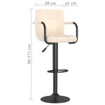 vidaXL Tabouret de bar Crème Tissu