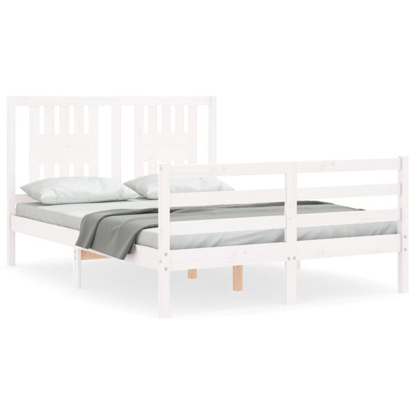 vidaXL Cadre de lit sans matelas blanc 140x190 cm bois massif