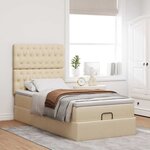 vidaXL Cadre de lit ottoman avec matelas crème 90x190 cm tissu