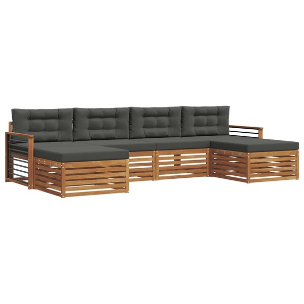 vidaXL Ensembles de canapés avec coussin 6 Pièces Naturel et Anthracite