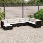 vidaXL Salon de jardin 8 Pièces avec coussins noir résine tressée