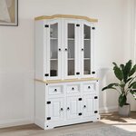 vidaXL Buffet haut Corona blanc 112x43x196 cm bois massif pin mexicain