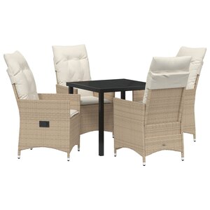 vidaXL Ensemble de jardin 5 pièces avec coussins beige en poly rotin