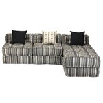 vidaXL Pouf modulaire à 3 places Gris rayé Tissu