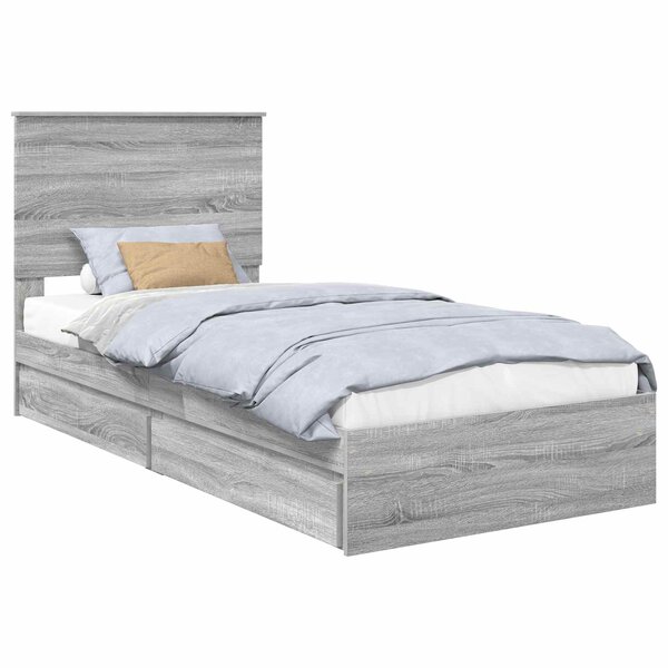 vidaXL Lit de Rangement Gris Sonoma 90 x 200 cm Bois d'ingénierie