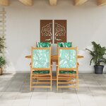 vidaXL Ensemble de salle à manger de jardin 5 pièces Motif de feuille en bois massif d'acacia
