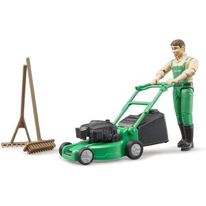 Bruder 62103 - bworld Jardinier avec tondeuse à gazon et outils de jardinage