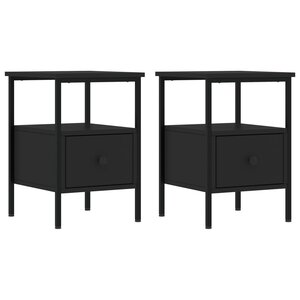 vidaXL Tables de chevet 2 Pièces noir 34x36x50 cm bois d’ingénierie