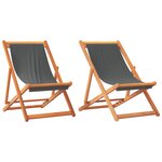 vidaXL Chaises de plage pliables lot de 2 gris tissu