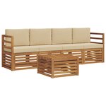 vidaXL Ensemble de canapés d'extérieur 5 Pièces Naturel et Beige