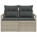 vidaXL Sofa de jardin 2 places avec rangement et des coussins gris en poly rattan