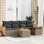 vidaXL Salon de jardin 6 Pièces avec coussins gris résine tressée