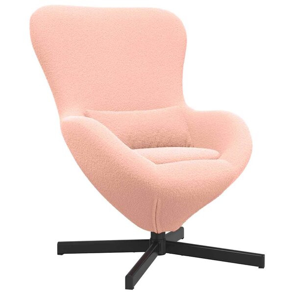 vidaXL Fauteuil œuf Rose Tissu ressemblant à de la laine bouclée