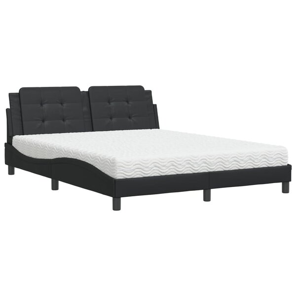 vidaXL Lit avec matelas Zadar noir 160x200 cm similicuir