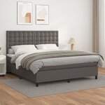 vidaXL Sommier à lattes de lit avec matelas Gris 160x200 cm Similicuir