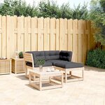 vidaXL Salon de jardin 3 Pièces avec coussins bois de pin massif