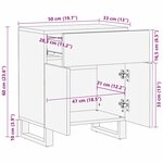 vidaXL Cabinet de chevet Noyer 50 x 33 x 60 cm bois de manguier massif