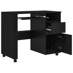 vidaXL Bureau avec roues Chêne noir 91 x 50 x 77 cm Bois d'ingénierie