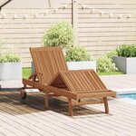 vidaXL Chaise longue Marron 195 x 59 x 78 5 cm Bois de teck massif