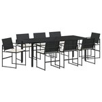vidaXL Set de Salle à Manger de Jardin 9 Pièces avec Coussins Noir en Rattan Poly