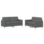 vidaXL Ensemble de canapés 2 Pièces avec coussins Gris foncé Tissu