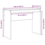 vidaXL Bureau d'écriture Beton gris Panneau de particules 100 x 40 x 76 cm