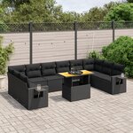 vidaXL Salon de jardin 11 Pièces avec coussins noir résine tressée