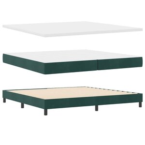 vidaXL Lit à ressorts avec matelas Vert foncé 200 x 200 cm Polyester