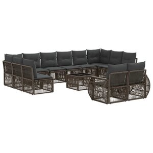 vidaXL Ensemble de canapé de jardin 13 Pièces Gris et Gris foncé